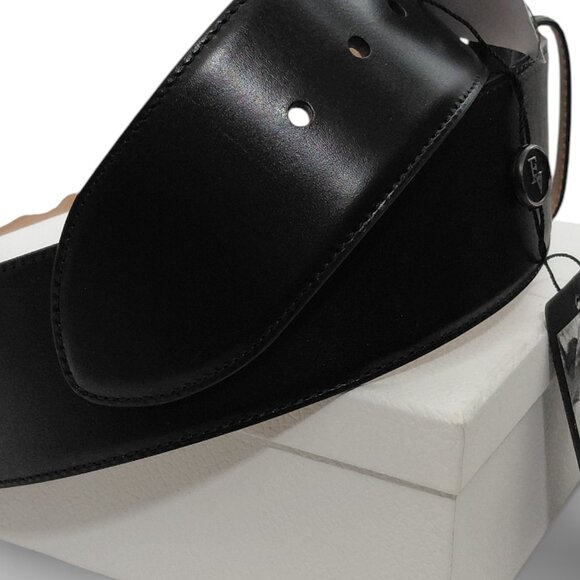 Alexander McQueen Unisex Black Geometric Buckle Leather High Belt (0213) main image 6